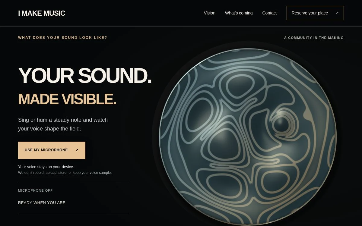 Preview of the I MAKE MUSIC interactive voice visualization website