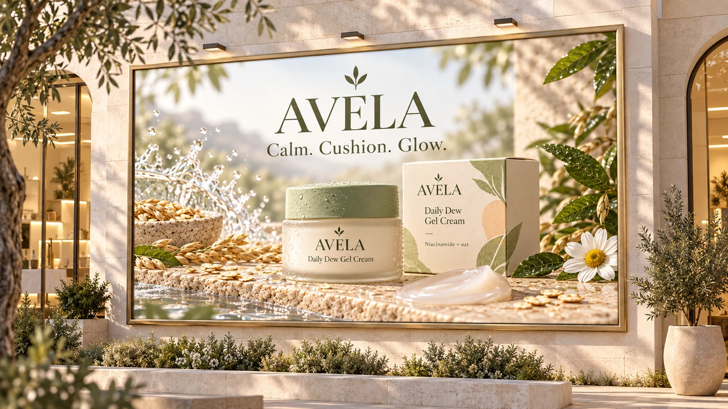 Avela concept advertisement displayed on a billboard