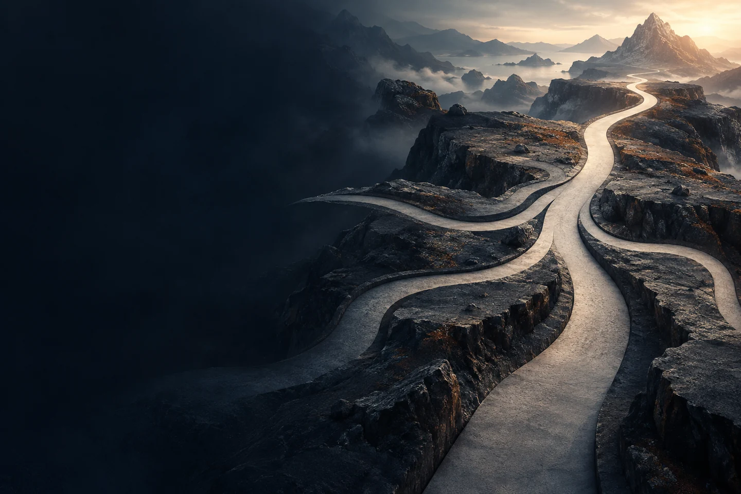 A cinematic landscape expressing direction and deliberate choices